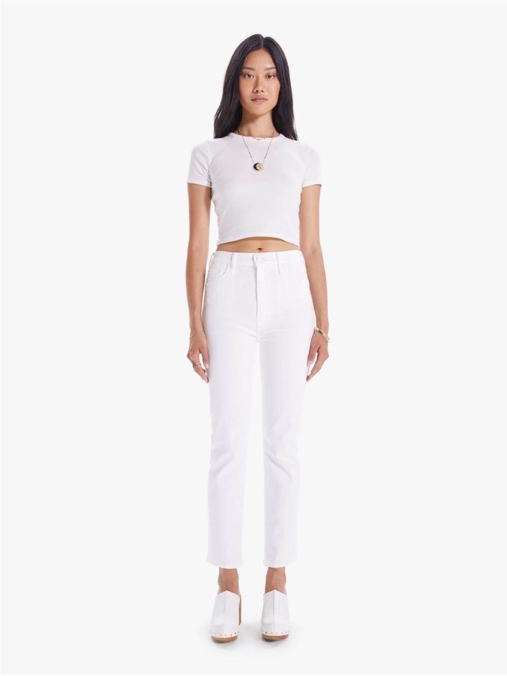 Mother High Waisted Rider Ankle Jeans In Fairest of Them All White Size 30